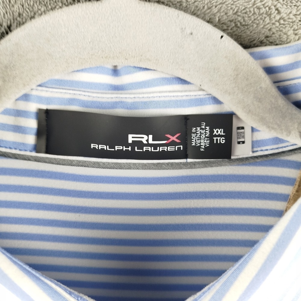 Old Memorial Golf Club Shirt Mens 2XL White Blue Stripe Polo RLX Ralph Lauren - Picture 5 of 12